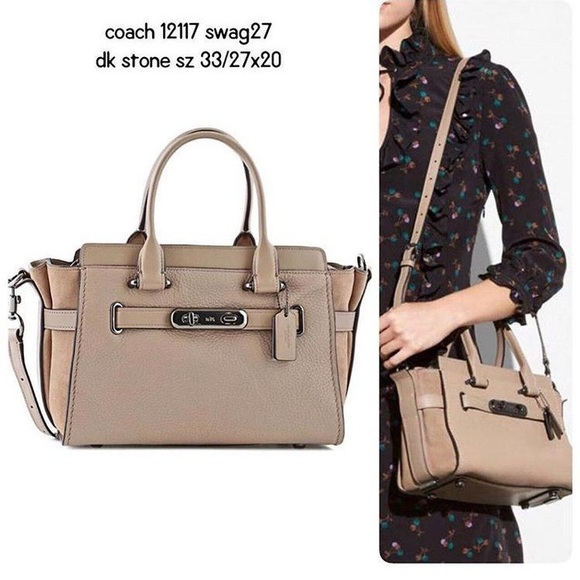 COACH 12117 SWAGGER 27 LEATHER SATCHEL BAG Crossbody NWT Dark Stone